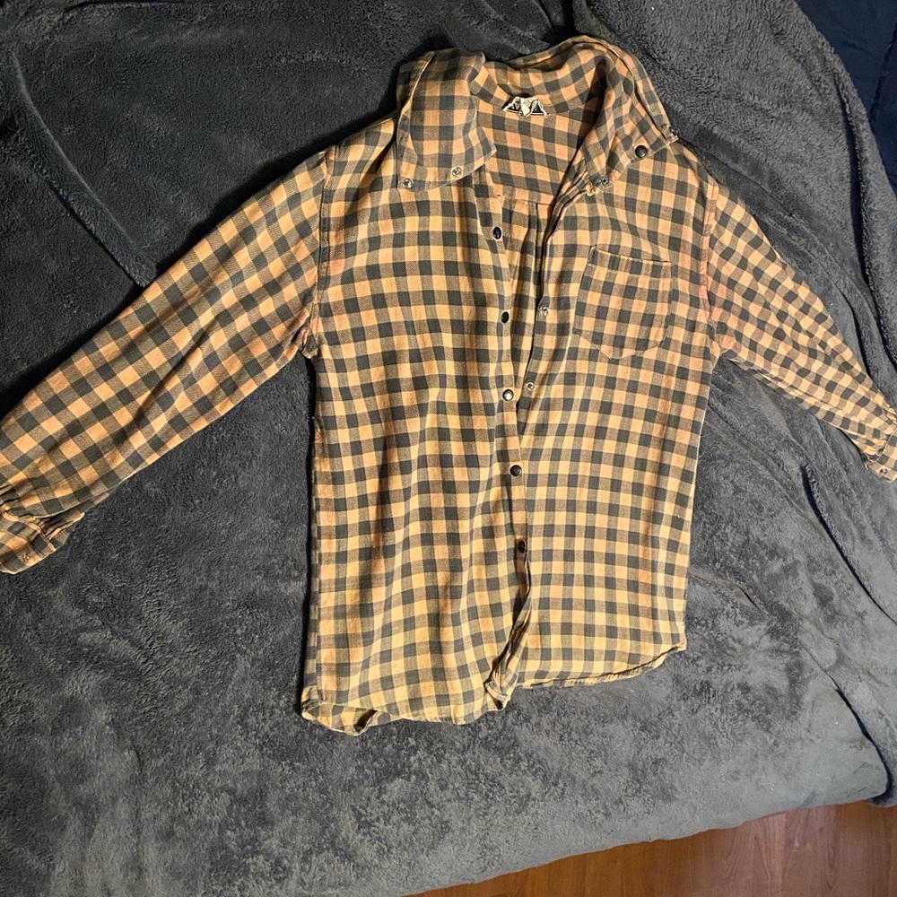 Peach & Grey Checkered Top Size Medium